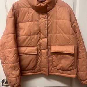 Natural Reflections Quilted Puffer Jacket Coat Women's Medium Peach